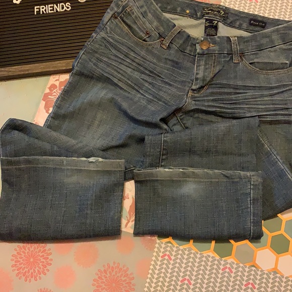 Seven7 acid wash low rise denim jeans - Picture 3 of 4